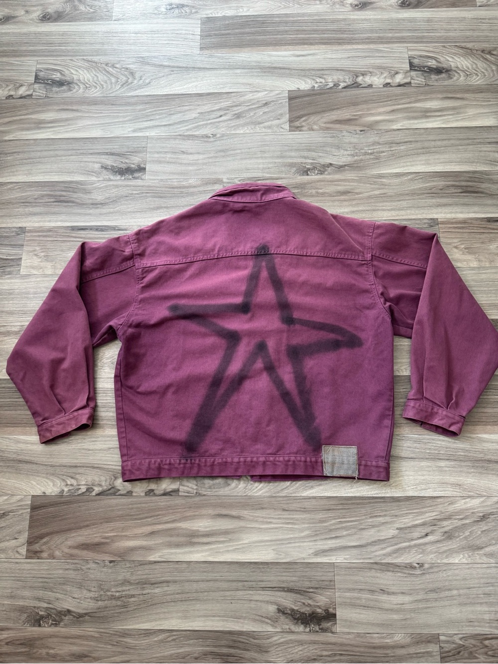 Vintage Overdyed Burgundy Purple Denim Trucker Jacket 100% Cotton Size L/XL